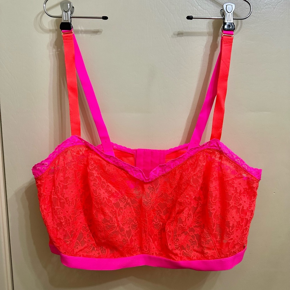 Cacique Neon Pink Crush Collection Lace Bra 44DDD